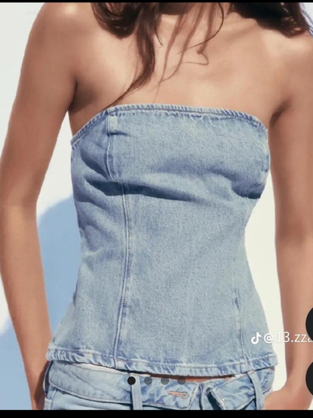 Zara Strapless Light Wash Denim Tube Top